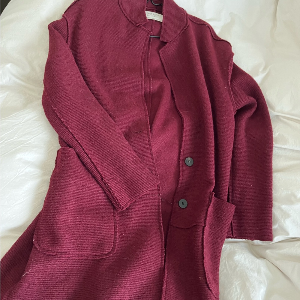 Zara maroon wool size small coat women